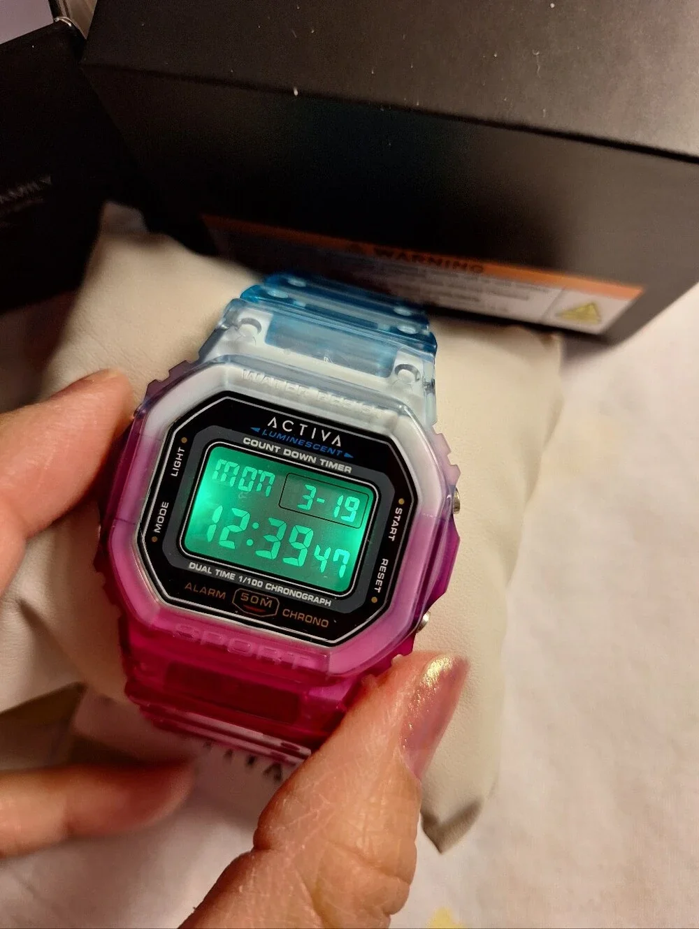 Activa Edge X Invicta Unisex Shock Resistant Sport Watch Pink Blue